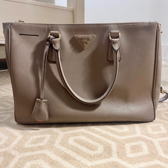 Prada Handbags - Prada Lux Saffiano Medium Tote in Argilla